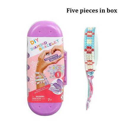 Handmade Diamond Painting Wristband Adjustable Creative Bracelet Wrist Strap Kids Girls Jewelry Diamond Embroidery Kits DIY Art