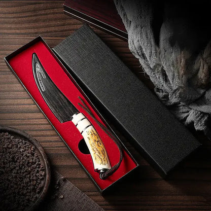 High-end sharp and curved blades with gift boxes, kitchen knives Damask textured fruit knives, and portable bone-picking knives