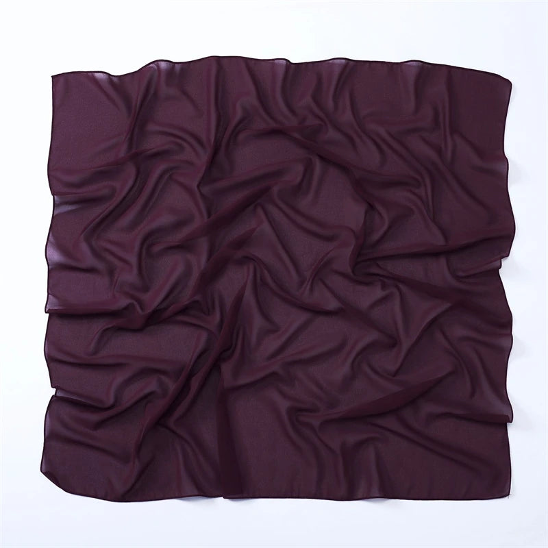 Muslim Chiffon Hijab Scarf Solid Color Square Head Wrap For Women Hijabs Scarves Jersey Hijabs Islamic Turban Headband Shawl
