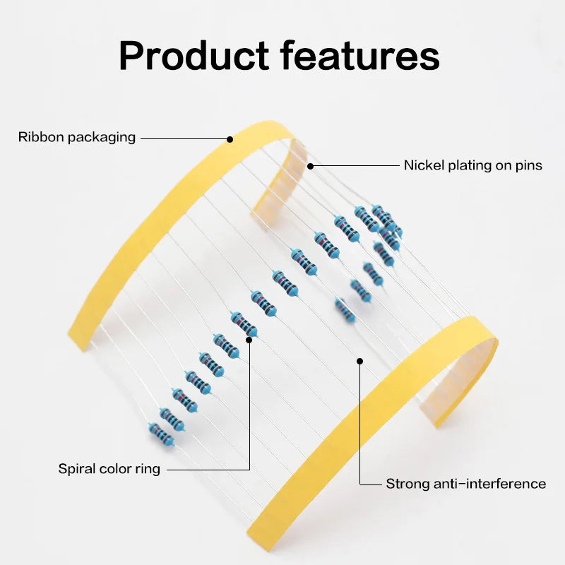 300/600PCS 1/4W Metal Film Resistor Kit Resistance 1% 30 values 10 Ohm ~1M 0.25w Resistors Set