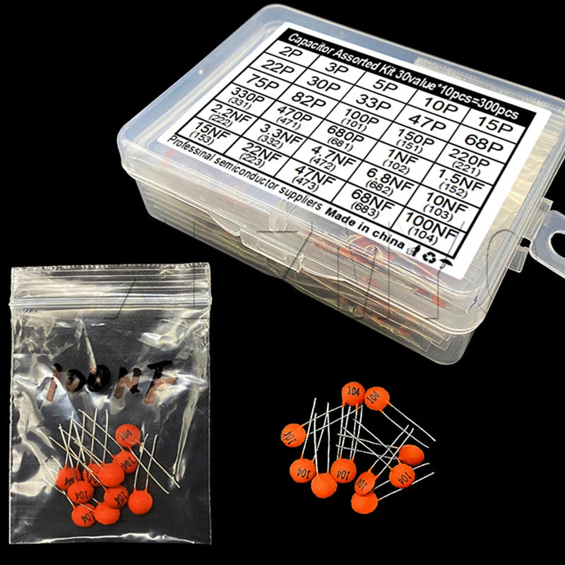 30Values 2pf-0.1uf 100nf Ceramic Capacitor Kit 2/3/5/10/22/30/33/47/68/82/100//220/330/470/680/pf/p Capacitors 1/1.5/2.2/3.3/NF