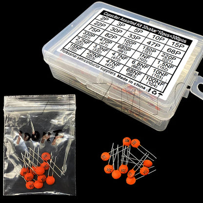 30Values 2pf-0.1uf 100nf Ceramic Capacitor Kit 2/3/5/10/22/30/33/47/68/82/100//220/330/470/680/pf/p Capacitors 1/1.5/2.2/3.3/NF