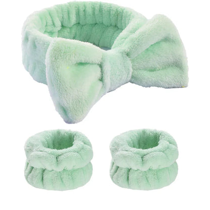 1/2/3Pcs Face Wash Absorbent Wristband Headband Hair Accessories Set Women Girls Coral Fleece Hair Bands Cuff Waterproof Bands