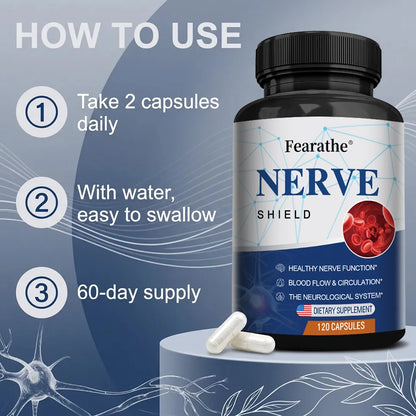 Nerve Support Supplement - B Vitamins, Supports Nerve & Brain Function, Neurotransmitters, Blood Circulation & Joint Health