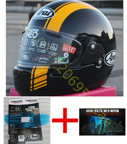 RAPIDE NEO Japanese Mode Full Face Helmet,For Harley Motorcycle And Cruise Motorcycle Protective Helmet,Bright Black Yellow