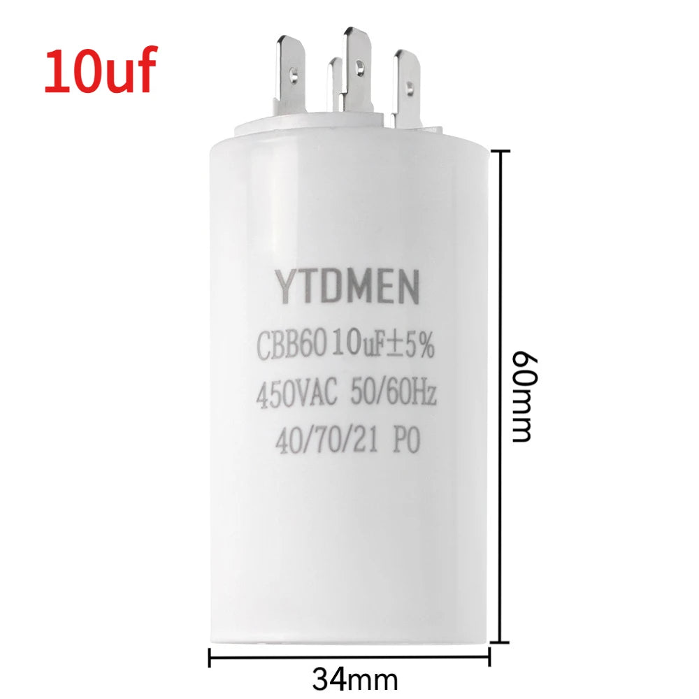 1PCS CBB60 Starting Capacitor 450VAC 4pin Double Insert Electric Replacement Motor Run Capacitors 4UF 5UF 6UF 8UF 16UF 20UF 60UF