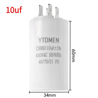 1PCS CBB60 Starting Capacitor 450VAC 4pin Double Insert Electric Replacement Motor Run Capacitors 4UF 5UF 6UF 8UF 16UF 20UF 60UF
