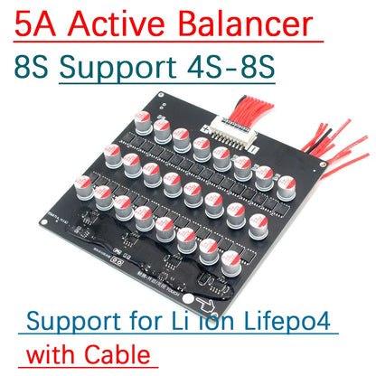 8S 5A Li ion Lifepo4 Active Balancer Capacitive Electric Vehicle RV Storage Energy transfer Lithium Battery BMS Balance 4S 6S 7S