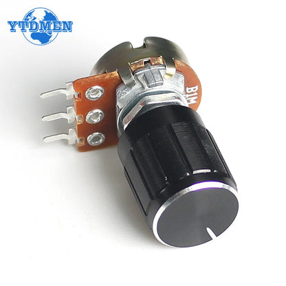5 Set WH148 Linear Taper Rotary Potentiometer Resistor 15mm 3pin 1K 2K 5K 10K 20K 50K 100K 250K 1M with Black Aluminum Knob Kit