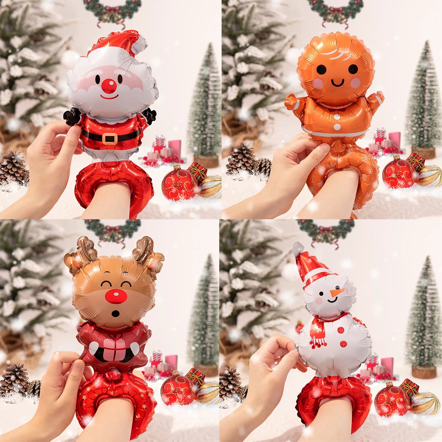 10/50 Wrist Balloons Santa Claus Snowman Gingerbread Man Reindeer Christmas Party New Year's Gifts Foil Wristband Balloons