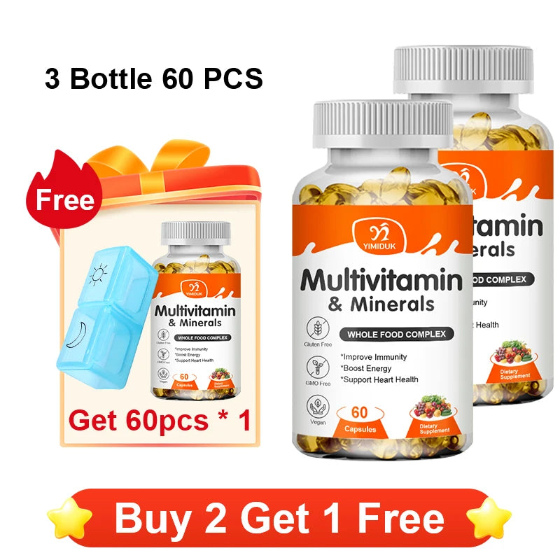 Multivitamin & Minerals Supplement,with Probiotics, Supports Digestive Health, Immunity, Heart Function, Energy & Antioxidant