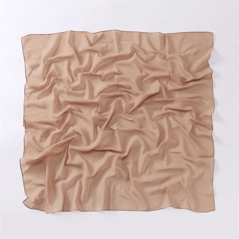 Muslim Chiffon Hijab Scarf Solid Color Square Head Wrap For Women Hijabs Scarves Jersey Hijabs Islamic Turban Headband Shawl