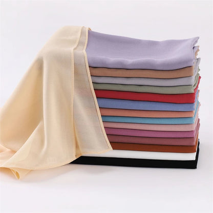 Muslim Chiffon Hijab Scarf Solid Color Square Head Wrap For Women Hijabs Scarves Jersey Hijabs Islamic Turban Headband Shawl