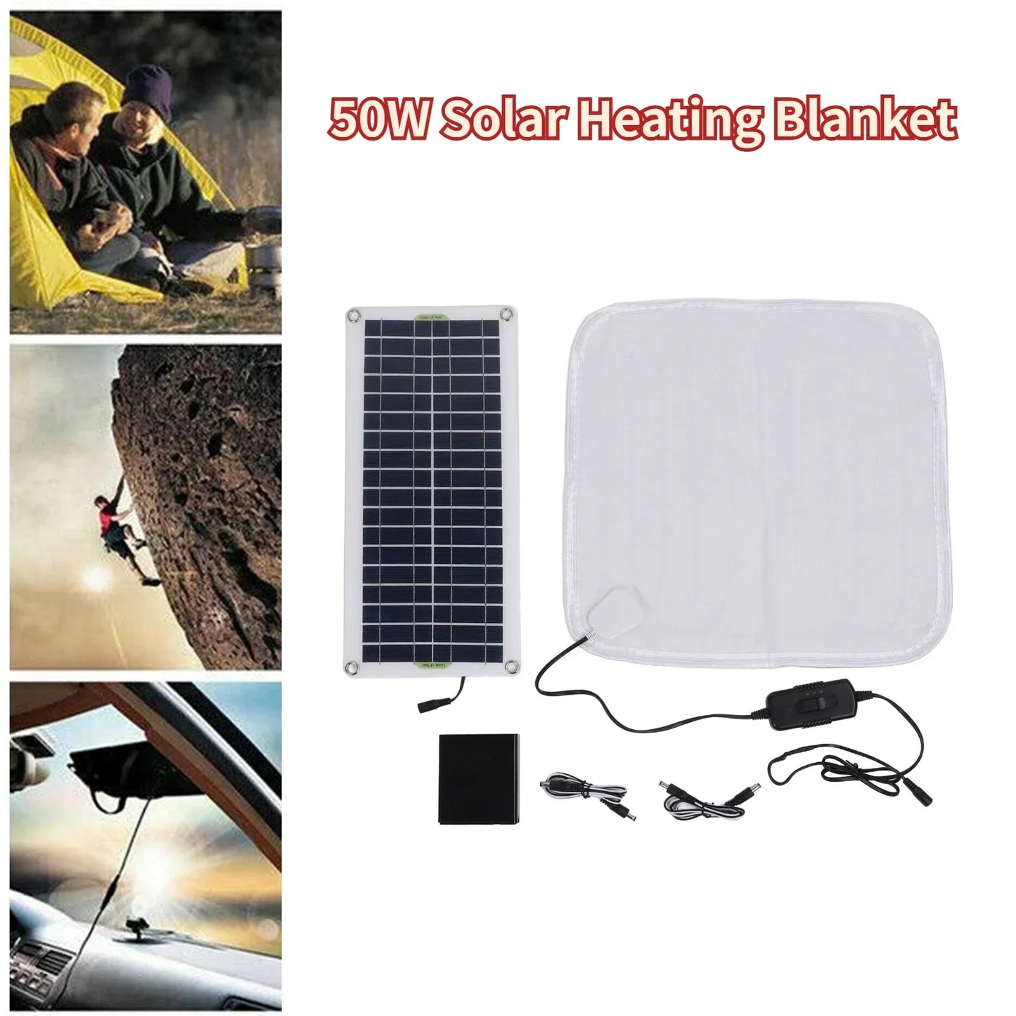 Solar Pet Heating Pad - 12V/50W Solar Panel Electric Blanket Heater with Energy Storage Box Solar-Heating-Blanket for Pets