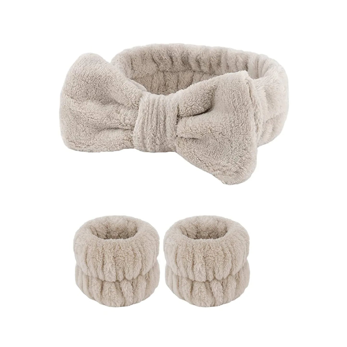 1/2/3Pcs Face Wash Absorbent Wristband Headband Hair Accessories Set Women Girls Coral Fleece Hair Bands Cuff Waterproof Bands