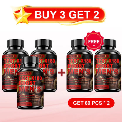 HOLUCKS Test X180 Men's Supplement, with Black Maca & D-Aspartic Acid, Support Healthy T Level, Muscle Function & Daily Vitality