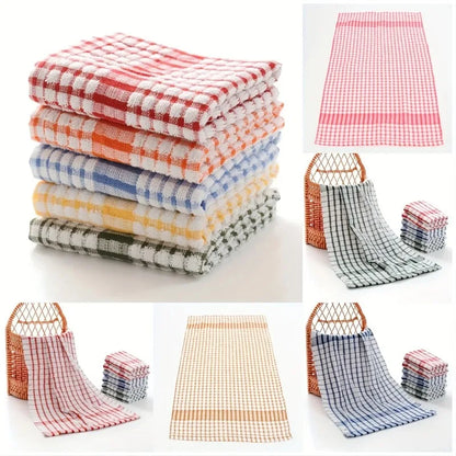 Absorbent Checkered Kitchen Towel Cleaning Cloth Absorbent Pure Cotton TeaTowel Thickened Quick-drying Small Towel Tea Table Rag