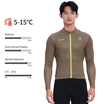 INBIKE Men's Thermal Fleece Long Sleeve Cycling Jersey Autumn Winter Windproof Breathable Jackets for Road Bike Riding Clothing