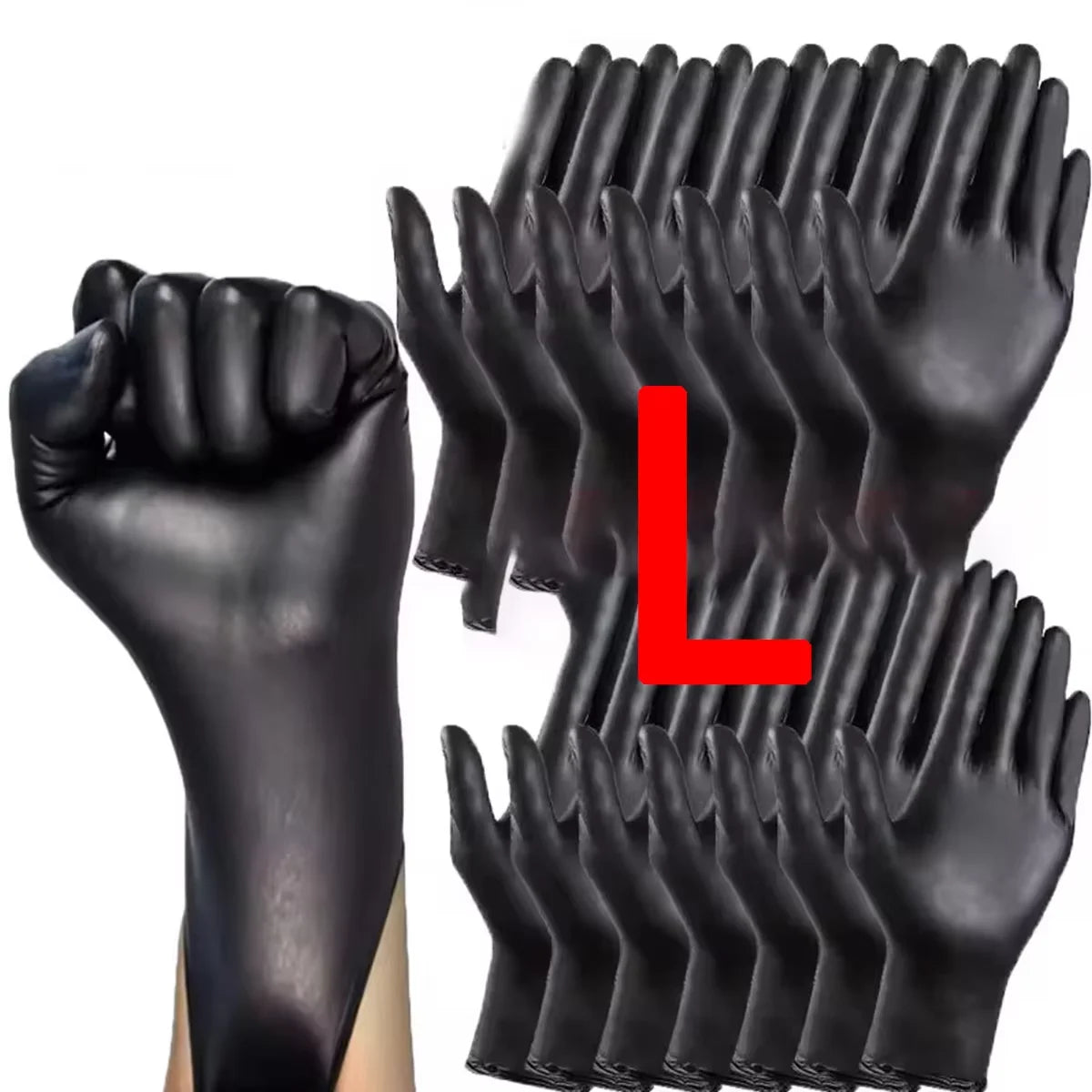 100/50/20PCS Bagged Black Pvc Nitrile Disposable Cleaning Gloves Waterproof Kitchen Cleaning Tattoo Hairdressing Gloves S/M/L/Xl