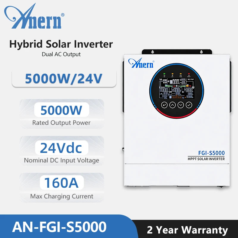 Solar Off Grid Inverter Hybrid 3600W 4200W 6200W Hybrid Solar Inverter Controller 24V 48V 220V 120A MPPT Hybrid Inverter