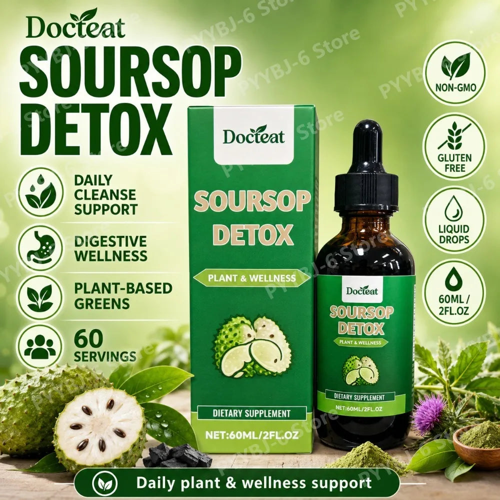 Soursop Drops 60ml–Plant Based Wellness Supplement Supports Natural Detox Immunity Digestion & Energy for Adults