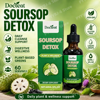 Soursop Drops 60ml–Plant Based Wellness Supplement Supports Natural Detox Immunity Digestion & Energy for Adults