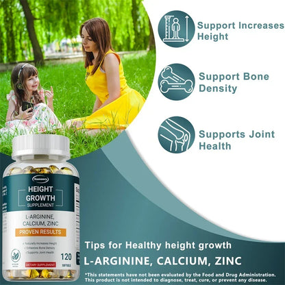 Height Growth Supplements - Supports Bone and Joint Health, Natural Height Growth, Promotes Absorption, and Boosts Immunity