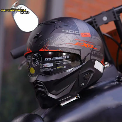USA Scorpion Exo-Combat II Motorcycle Helmet Retro Detachable Helmet ECE DOT Certification Full Face Cascos Para Moto for Harley