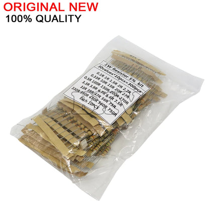 300PCS =30Values X 10PCS  Resistor Kit 1W 5%  Carbon Film Resistance 0.1-750 ohm set