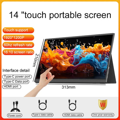 LANLIPU 14/15.6/16 inch Portable Touch Monitor 1K HDR Second Display For office PS4/5 Switch PC  Cell  Phone Loptop Extension