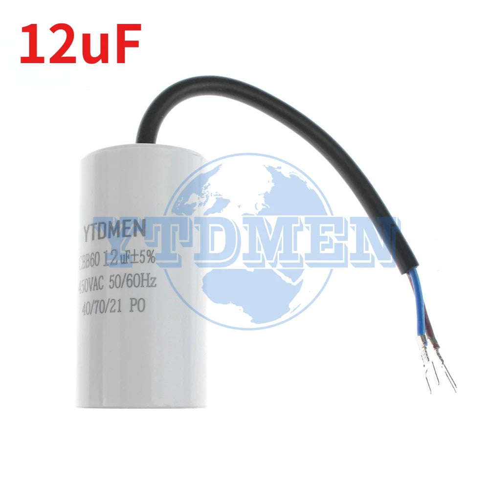 CBB60 Capacitor 450V AC Motor Run Capacitors 4UF 6UF 8UF 10UF 12UF 18UF 20UF 30UF 40UF 50UF 60UF for Washing Machine, Water Pump