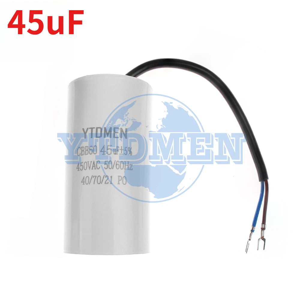 CBB60 Capacitor 450V AC Motor Run Capacitors 4UF 6UF 8UF 10UF 12UF 18UF 20UF 30UF 40UF 50UF 60UF for Washing Machine, Water Pump