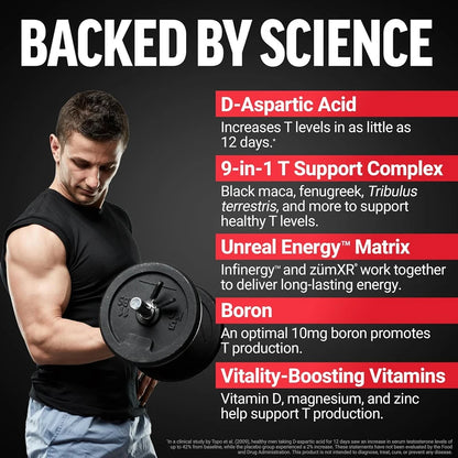 HOLUCKS Test X180 Men's Supplement, with Black Maca & D-Aspartic Acid, Support Healthy T Level, Muscle Function & Daily Vitality