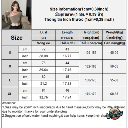 Fashion Chic Irregular Off-shoulder Long Sleeve T-shirt Women's Y2K Sexy Slim Crop Top