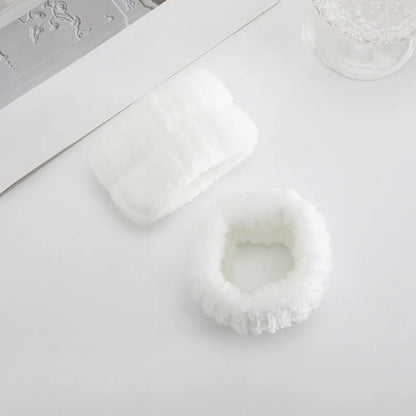 1/2/3Pcs Face Wash Absorbent Wristband Headband Hair Accessories Set Women Girls Coral Fleece Hair Bands Cuff Waterproof Bands