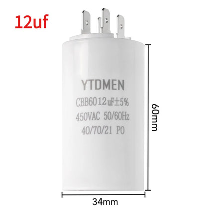 1PCS CBB60 Starting Capacitor 450VAC 4pin Double Insert Electric Replacement Motor Run Capacitors 4UF 5UF 6UF 8UF 16UF 20UF 60UF