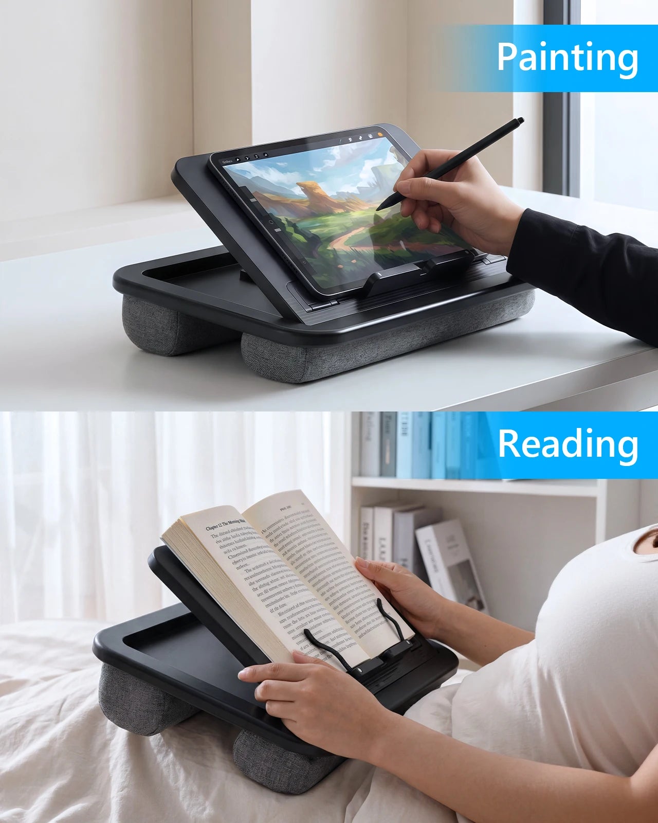 Oatsbasf  Laptop Lap Desk for Office with Soft Cushion Adjustable Lap Desk Portable Tablet Laptop Holder for Max 15.6" Notebook