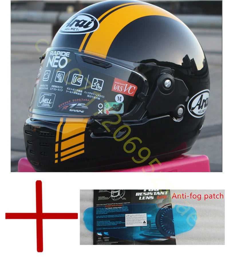RAPIDE NEO Japanese Mode Full Face Helmet,For Harley Motorcycle And Cruise Motorcycle Protective Helmet,Bright Black Yellow