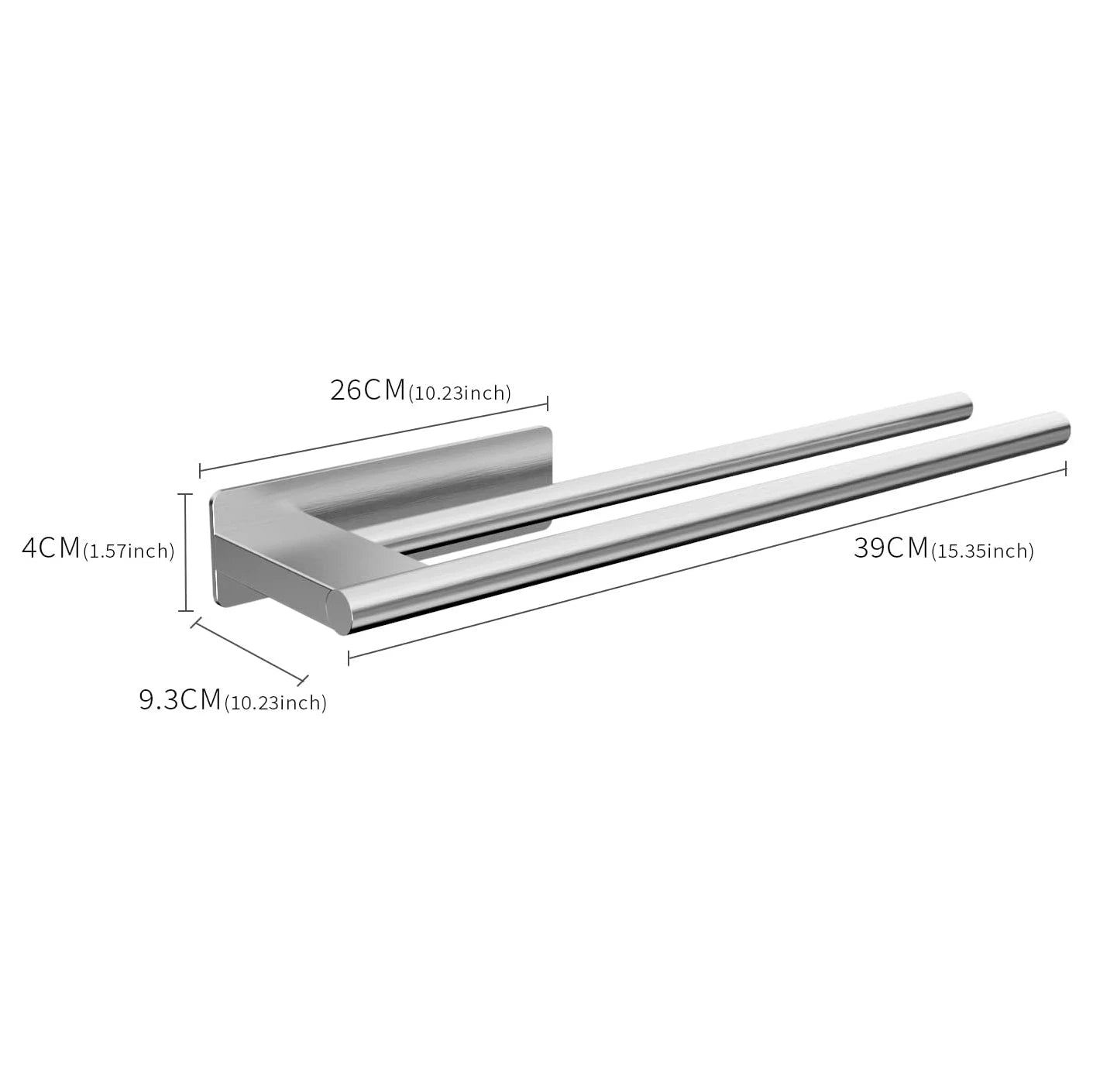 Bathroom Towel Racks No Drill Double Adhesive Towel Bar Stainless Steel Black 39 CM Towel Rack for Bathroom and Kitchen