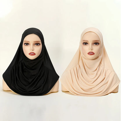 2/Pcs Crystal Hemp Wrinkle Hijab Instant Hijab Muslim Innerscarf For Woman Under Cap Hat Lady Solid Soft Headscarf Modal Jersey