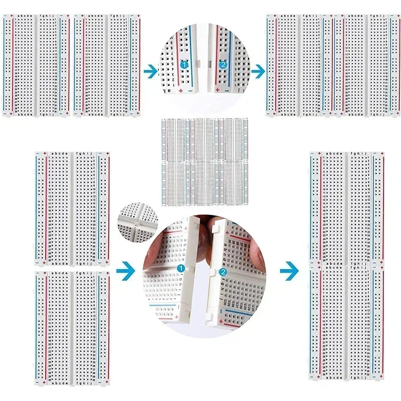 MB-102 Breadboard 400 830 Points Solderless PCB Bread Board Jumper Wire Cable Prototype Board DIY for Arduino Kit