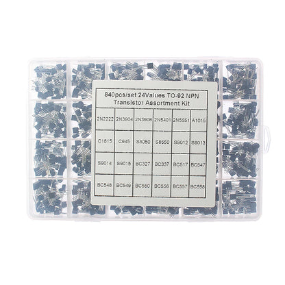 50-900PCS Transistors kit NPN PNP S8050 S8550 S9012 2N3904 2N3906 C1815 A1015 MJE13001 BC327 BC337 BC517 BC547 BC548 BC549 BC558