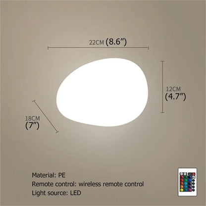 Solar Garden Lights Led Modern Creative White Stones Shape Waterproof IP65 with Remote Control Decor Home Courtyard Lawn Lamp