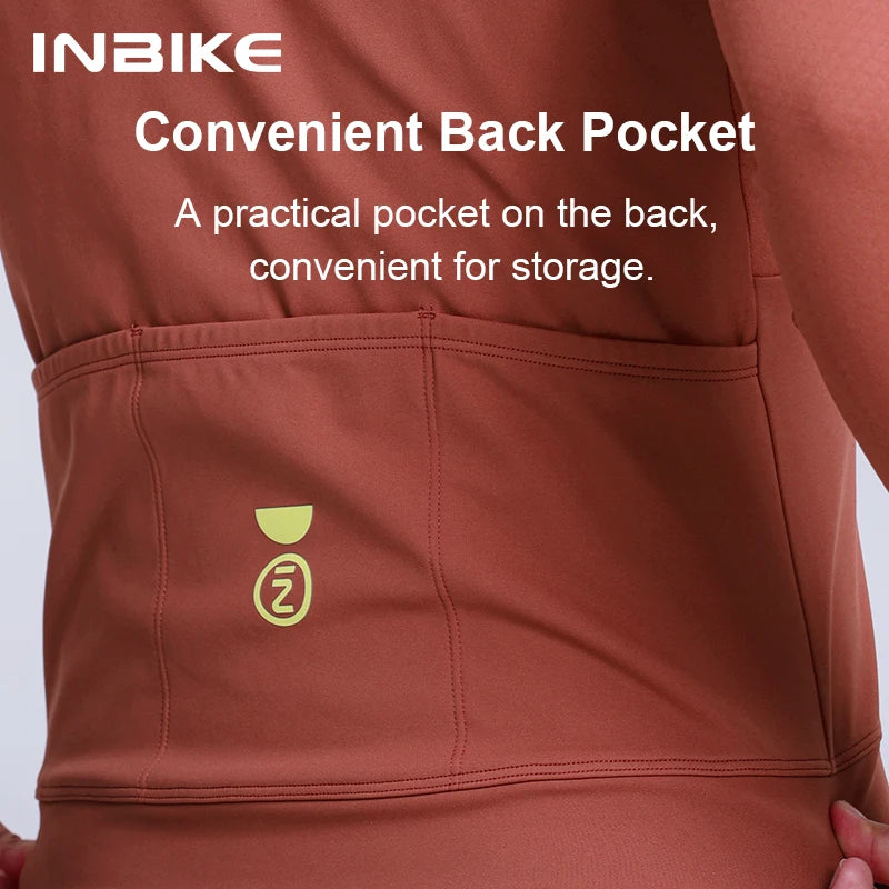 INBIKE Men's Thermal Fleece Long Sleeve Cycling Jersey Autumn Winter Windproof Breathable Jackets for Road Bike Riding Clothing