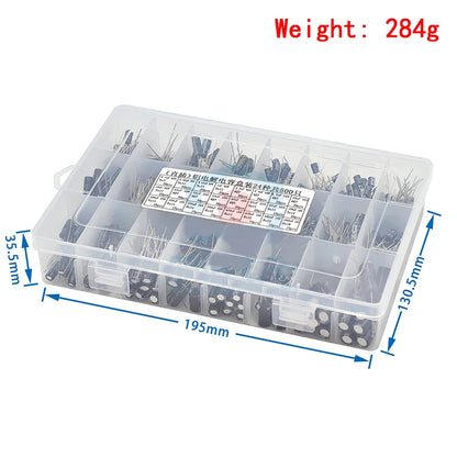 500Pcs/lot 0.1UF-1000UF 24Values Aluminum Electrolytic Capacitors 10-50V mix Electrolytic capacitor Assorted kit and storage box