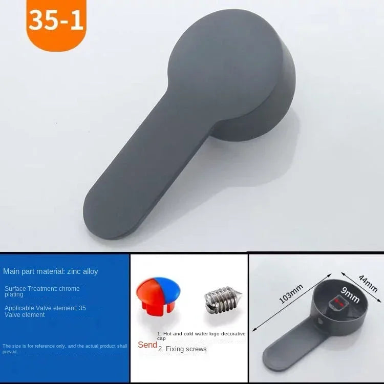 Black Faucet Switch Handle Mixing Valve Spool Handle Basin Kitchen Shower Hot and Cold Faucet Repair Accessories