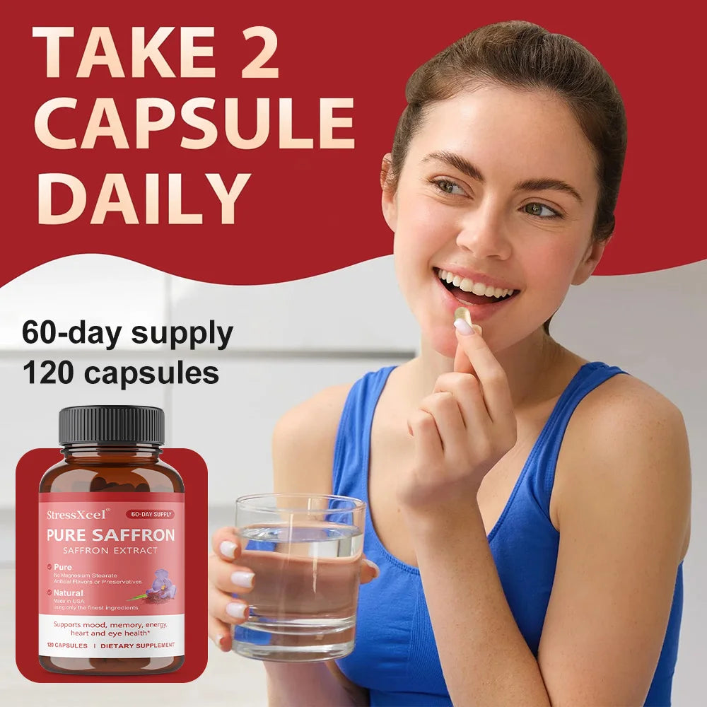 Saffron Supplement, Protects Eye Health, Improves Dull Skin Tone, Promotes Blood Circulation, and Boosts Metabolism