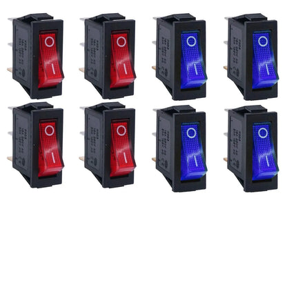 8/24Pcs AC 250V/15A 125V/20A Illuminated LED On/Off SPST 3 Pin 2 Position Mini Boat Rocker Toggle Switch Snap for Househould DIY