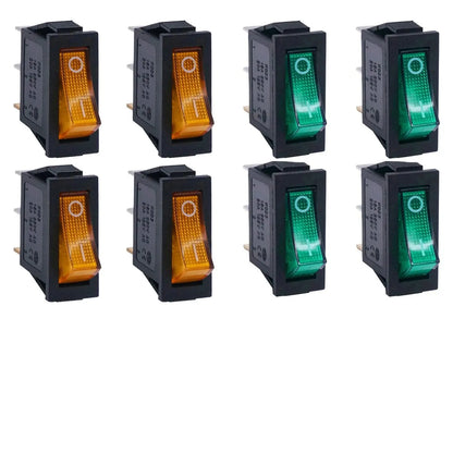 8/24Pcs AC 250V/15A 125V/20A Illuminated LED On/Off SPST 3 Pin 2 Position Mini Boat Rocker Toggle Switch Snap for Househould DIY