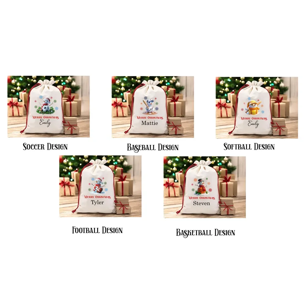 Personalized 30x40 cm Soccer Gift Bags custom name Christmas Eve Bag Sack for Christmas Presents Sports Gift for Kids decoration